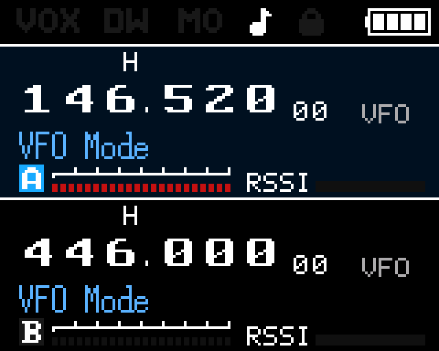TX state with red power bar indicating active transmission